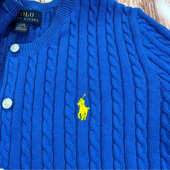 Ralph Lauren Polo Girls Cotton Knit Cable Cardigan Sweater! Size 12/14 Youth - Picture 8 of 14